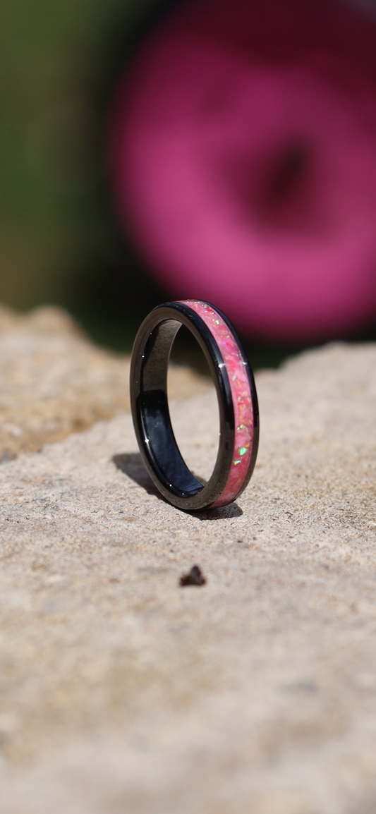 Hot Pink Opal Glow Stone Ring